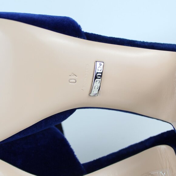 NEW Gucci Crystal Logo Velvet Mules Shoes - Office to Evening, Cocktail, Party - Picture 13 of 15